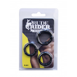 RudeRider Mini Cock Rings Black (3-Ring-Set) (T6263)
