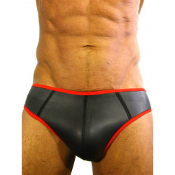 Rude Rider Neoprene Briefs Open Back Bottoms Black/Red (T7472)