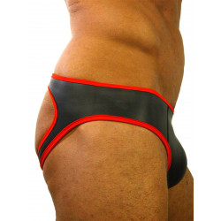 Rude Rider Neoprene Briefs Open Back Bottoms Black/Red (T7472)