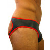 Rude Rider Neoprene Briefs Open Back Bottoms Black/Red (T7472)