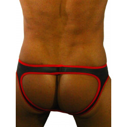 Rude Rider Neoprene Briefs Open Back Bottoms Black/Red (T7472)