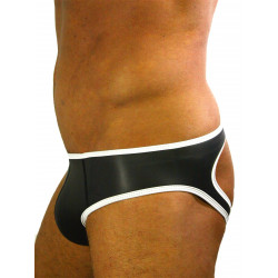 Rude Rider Neoprene Briefs Open Back Bottoms Black/White (T7483)