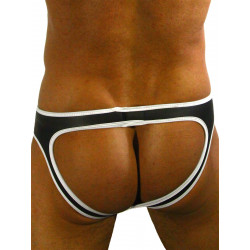 Rude Rider Neoprene Briefs Open Back Bottoms Black/White (T7483)