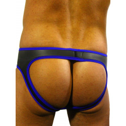 Rude Rider Neoprene Briefs Open Back Bottoms Black/Blue (T7473)