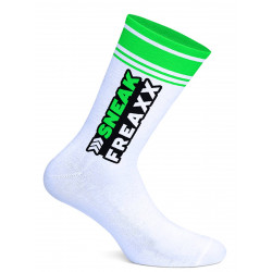 Sneak Freaxx Big Stripe Green Neon Socks White One Size (T7643)