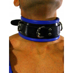 Rude Rider Collar 3 D-Ring with Padding Leather Black/Blue One Size (T7342)
