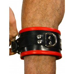 RudeRider Ankle Cuffs with Padding Leather Black/Red (Set of 2) One Size (T7335)