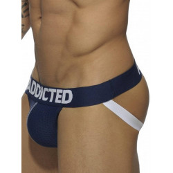 Addicted Mesh Push Up Jockstrap Underwear Navy Blue (T7856)