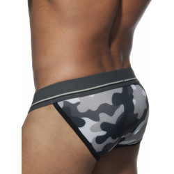 Addicted Camo Mesh Push Up Brief Underwear Grey (T7881)