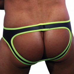Rude Rider Neoprene Briefs Open Back Bottoms Black/Yellow (T7471)