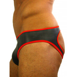 Rude Rider Neoprene Briefs Open Back Bottoms Black/Red (T7472)