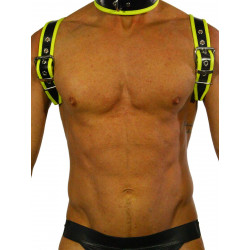 RudeRider Shoulder Backstrap Harness Leather Black/Yellow (T7309)