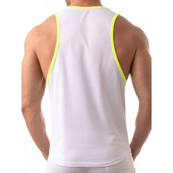 ToF Paris Mesh Tank Top White/Neon Yellow (T8432)