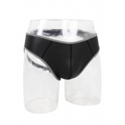 Rude Rider Neoprene Briefs Open Back Bottoms Black/Grey (T7475)