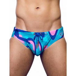 2Eros Print Swim Briefs V10 Kai Blue (T8946)