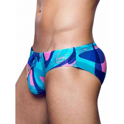 2Eros Print Swim Briefs V10 Kai Blue (T8946)