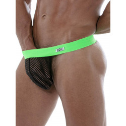 ToF Paris Circuit Mesh Stringless Thong Black/Neon Green (T8987)