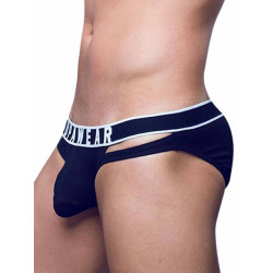 Supawear Ribbed Slashed Brief Underwear Black (T9143)