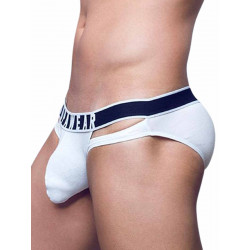 Supawear Ribbed Slashed Brief Underwear White (T9144)