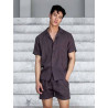 2Eros Breezy Linen Short Sleeve Classic Shirt Dark Gray (T9200)