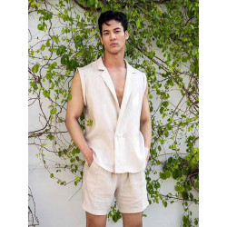 2Eros Breezy Single Button Wrap Vest Beige (T9199)