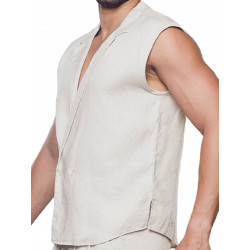 2Eros Breezy Single Button Wrap Vest Beige (T9199)