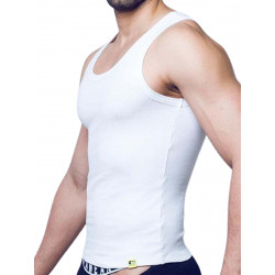 Supawear Ribbed Slashed Singlet Tank Top White (T9394)