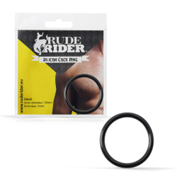 Rude Rider Silicone Cock Ring Thin Black (T9387)