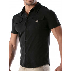 ToF Paris Pique Cotton Shirt Black (T9465)