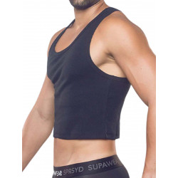 Supawear Ribbed Cropped Singlet Tank Top Black (T9593)