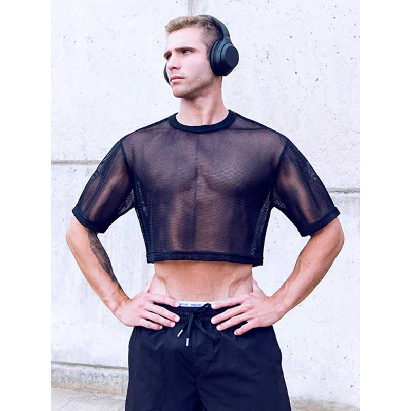 Supawear Mesh Oversized Crop Tee T-Shirt Black (T9572) Supawear Mesh Oversized Crop Tee T-Shirt Black (T9572)