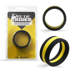 RudeRider Soft Silicone Cockring Black/Yellow (T9937)