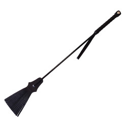 Rouge Leather Tasselled Riding Crop Black (T11335)