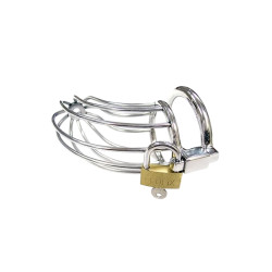 Rouge Stainless Steel Chasity Cock Cage with Padlock (45/40mm) (T11322)