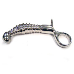 Rouge Stainless Steel Anal Ribbed with Handle Plug (T11288)