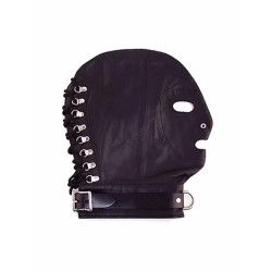 Rouge Leather Mask with D-Ring and Lockable Strap Black (T11418)