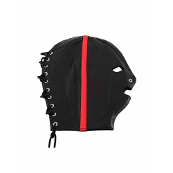 Rouge Leather Mask with Stripe Black/Red (T11420)