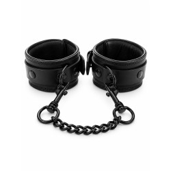 Rouge Padded Leather Wrist Cuffs Black/Black (T11312)
